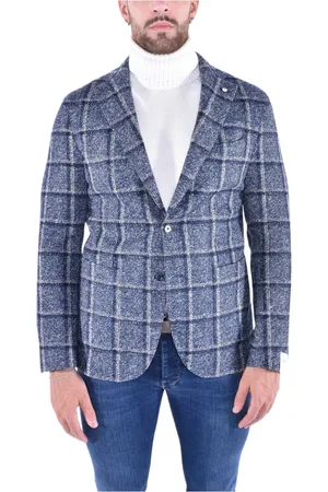 L.B.M. 1911 Kurtki, Mężczyzna, Niebieski, 2XL, Kaszmir, Marynarka w Stylu Szytego na Miarę