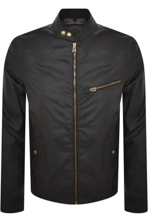 Belstaff Kurtki, Mężczyzna, Czarny, L, Czarna Kurtka Woskowana Walkham