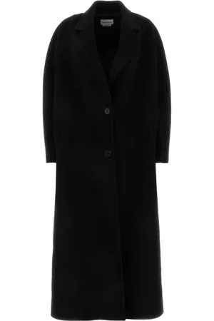 Alexander McQueen Płaszcze, Kobieta, Czarny, S, Oversize Czarny Płaszcz z Wełny