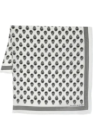 Alexander McQueen Akcesoria, Kobieta, Biały, ONE SIZE, Luksusowy Szal z Wzorem Czaszki