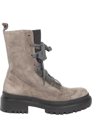 Brunello Cucinelli Buty, Kobieta, Szary, 36 EU, Zamsz, Szare zamszowe botki