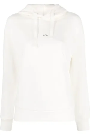 A.P.C. Bluzy, Kobieta, Biały, M, Len, Christina Logo Print Hoodie