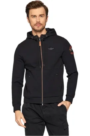 Aeronautica Militare Bluzy, Mężczyzna, Czarny, M, Regulowany bluza z kapturem na zamek błyskawiczny