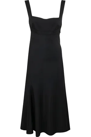 Victoria Beckham Sukienki, Kobieta, Czarny, S, Czarna Sukienka Midi z Rozszerzanym Dolem