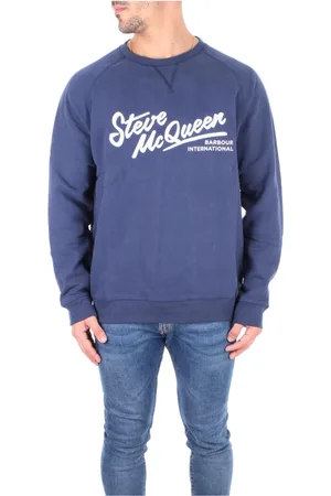 Barbour Bluzy, Mężczyzna, Niebieski, S, Niebieskie Swetry z Logo z przodu