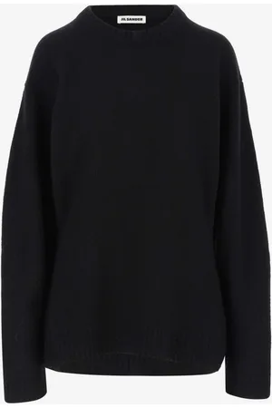 Jil Sander Swetry, Kobieta, Czarny, M, Wełna, Czarny sweter z wełny z okrągłym dekoltem