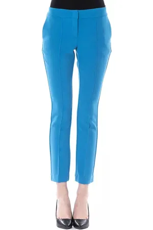 Byblos Spodnie, Kobieta, Niebieski, 2XS, Jasnoniebieskie Spodnie Skinny z Zapięciem na Zamek