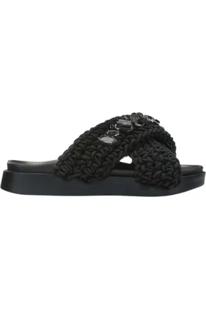 INUIKII Buty, Kobieta, Czarny, 38 EU, Klapki Woven Stones