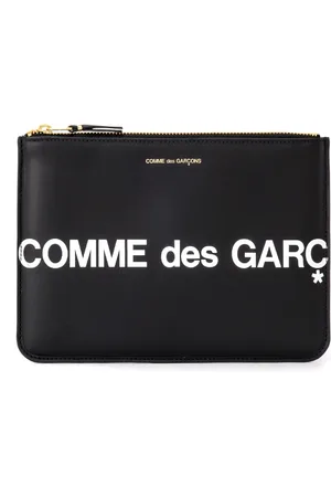 Comme des Garçons Akcesoria, unisex, Czarny, ONE SIZE, Skóra, Czarny skórzany portfel z dużym logo