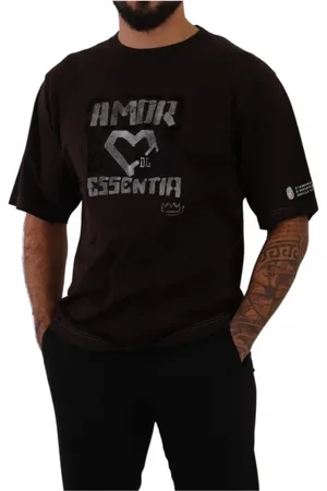 Dolce & Gabbana Koszulki, Mężczyzna, Czerwony, S, Bordeaux L`Amore Crewneck T-shirt