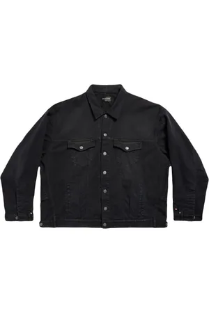Balenciaga Koszule, Mężczyzna, Czarny, S, Denim, Czarna Rozkloszowana Kurtka Z Denimu