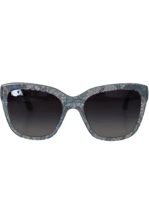 Dolce & Gabbana Akcesoria, Kobieta, Niebieski, ONE SIZE, Niebieskie Koronkowe Okulary Przeciwsłoneczne