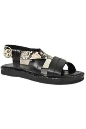 Janet&Janet Buty, Kobieta, Czarny, 36 EU, Płaskie sandałyy
