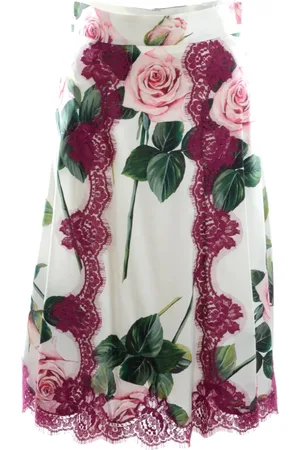 Dolce & Gabbana Spódnice, Kobieta, Różowy, M, Kwiatowa Spódnica Midi dla Kobiet