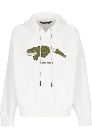 Palm Angels Bluzy, Mężczyzna, Biały, S, Bawełna, Bluza z kapturem w zwierzęcy wzór
