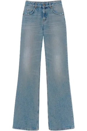 Twin-Set Jeansy, Kobieta, Niebieski, W27, Denim, Dżinsy z rozszerzanymi nogawkami