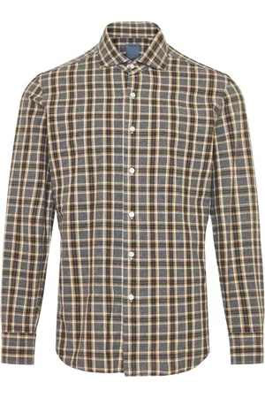 BARBA Koszule, Mężczyzna, Szary, 4XL, Włoska Koszula W Kratę Z Bawełny