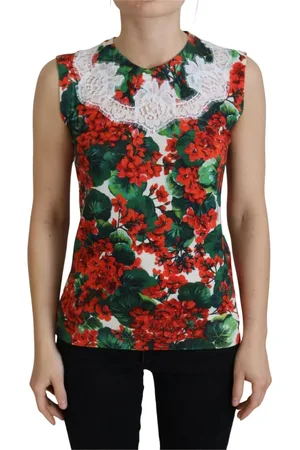 Dolce & Gabbana Koszulki, Kobieta, Wielobarwność, S, Nylon, Biała Wełniana Koronkowa Kamizelka Tank Top