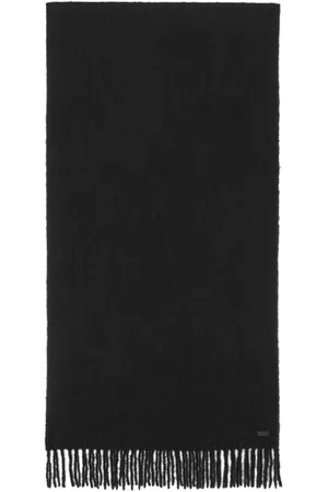 Saint Laurent Akcesoria, Kobieta, Czarny, ONE SIZE, Czarny szal z frędzlami i wiązanym designem