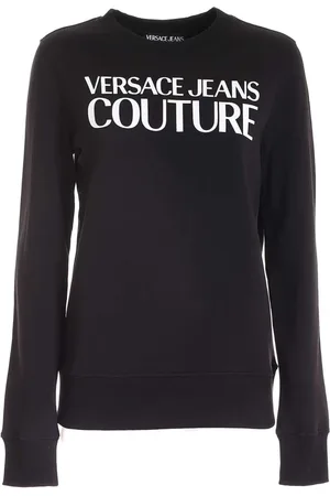 VERSACE Bluzy, Kobieta, Czarny, M, Wygodny Rubber Logo Sweatshirt