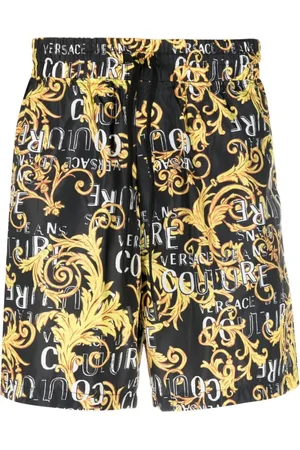 VERSACE Szorty, Mężczyzna, Czarny, S, Klasyczne Spodenki z Wzorem i Troczkiem