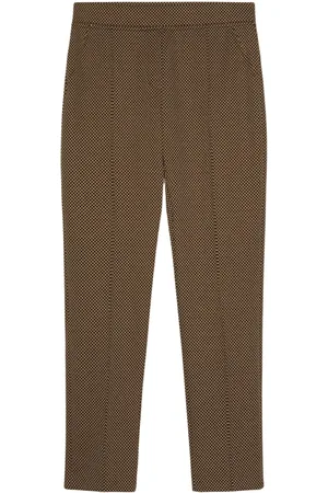Elena Miro Spodnie, Kobieta, brązowy, L, Len, Spodnie z elastycznym wzorem Jacquard