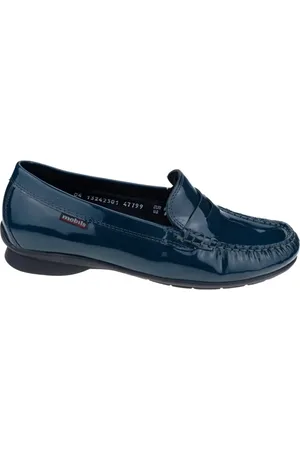 Mephisto Buty, Kobieta, Zielony, 41 EU, Zielony Mokasyn z Lakierowanej Skóry - Szeroki Krój