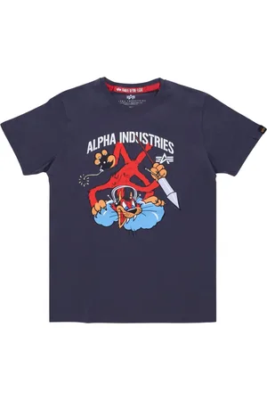 Alpha Industries Koszulki, Mężczyzna, Czarny, M, Fighter Squadron Tee - Szary/Czarny