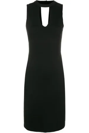 Twin-Set Sukienki, Kobieta, Czarny, M, Elegancka Czarna Sukienka Bez Rękawów