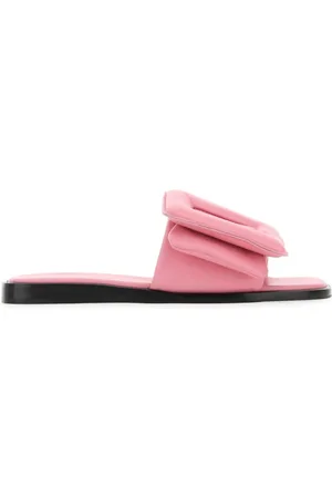 BOYY Buty, Kobieta, Różowy, 40 EU, Różowe Puchate Skórzane Kapcie