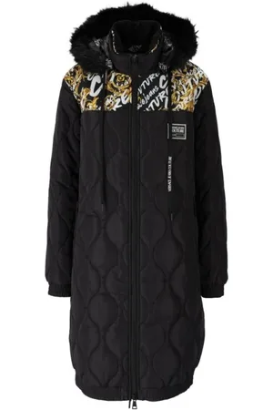 VERSACE Płaszcze, Kobieta, Czarny, S, Nylon, Puchowa parka z nylonu - Bądź ciepły i stylowy