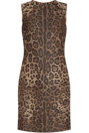 Dolce & Gabbana Sukienki, Kobieta, brązowy, M, Sukienka z motywem zwierzęcym