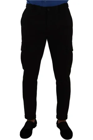Dolce & Gabbana Spodnie, Mężczyzna, Czarny, M, Czarne Wiskoza Skinny Cargo Spodnie