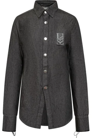 Ludovic De Saint Sernin Bluzki, Kobieta, Szary, S, Denim, Slim Koszula Logo Denim