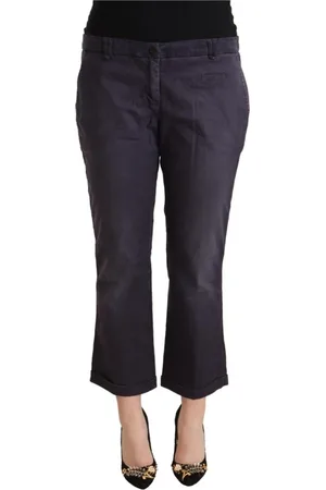 Jucca Spodnie, Kobieta, Czarny, L, Czarne Spodnie Cropped z Niskim Stanem