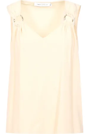 SIMONA CORSELLINI Koszulki, Kobieta, Beżowy, L, Sleeveless Tops
