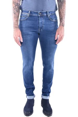 RE-HASH Jeansy, Mężczyzna, Niebieski, W36, Denim, Męskie wąskie jeansy z denimu