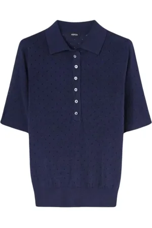 Aspesi Koszulki, Kobieta, Niebieski, S, Klasyczna koszulka polo