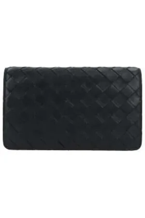Bottega Veneta Akcesoria, Kobieta, Czarny, ONE SIZE, Czarny Portfel Continental z Wzorem Intrecciato