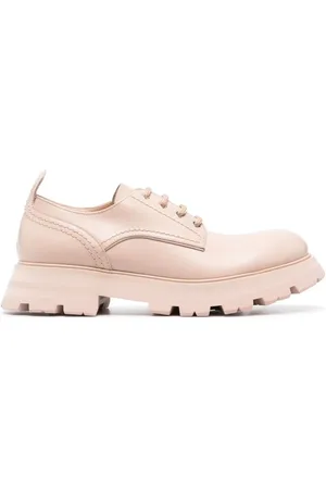 Alexander McQueen Buty, Kobieta, Różowy, 38 EU, Różowe Skórzane Buty na Sznurowadła