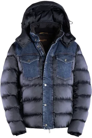 MOORER Kurtki, Mężczyzna, Niebieski, 3XL, Denim, Bomber Kurtki