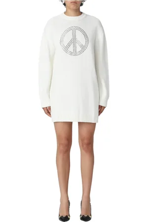 Moschino Sukienki, Kobieta, Biały, S, Zjawiskowa Sukienka Dzianinowa dla Kobiet