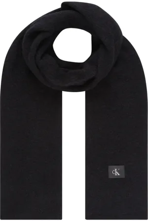 Calvin Klein Akcesoria, Kobieta, Czarny, ONE SIZE, Nylon, Czarny Monogramowy Szalik