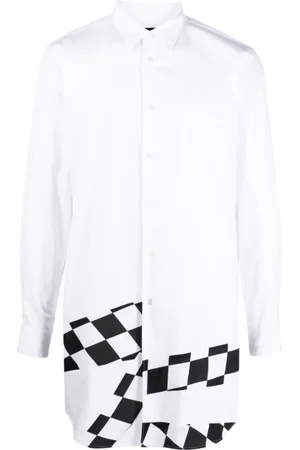 Comme des Garçons Koszule, Mężczyzna, Biały, S, Bawełna, Koszula w kratę z panelami
