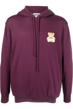 Moschino Bluzy, Mężczyzna, Czerwony, L, Mulberry Teddy-Bear Wełniany Hoodie dla Mężczyzn