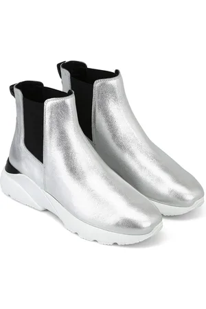 Hogan Buty, Kobieta, Szary, 38 1/2 EU, Skóra, Eleganckie skórzane botki Chelsea