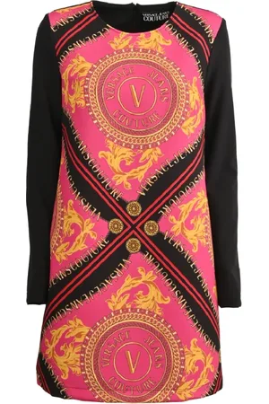 VERSACE Sukienki, Kobieta, Wielobarwność, S, Krótka Tunika z Wielokolorowym Nadrukiem