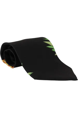 Dolce & Gabbana Akcesoria, Mężczyzna, Czarny, ONE SIZE, Czarna Krawat z Wzorem Ananasa