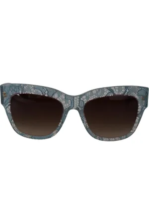Dolce & Gabbana Akcesoria, Kobieta, Niebieski, ONE SIZE, Niebieskie Koronkowe Kryształowe Okulary Motyl