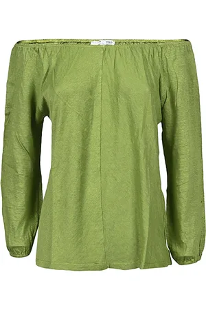 Zero C Koszulki, Kobieta, Zielony, M, Len, Long Sleeve Tops